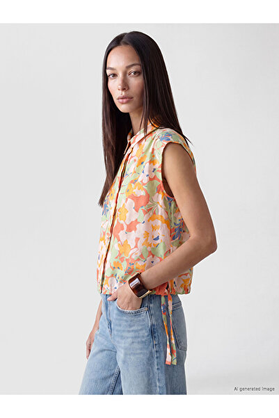 LC Waikiki Mixed Floral Gathered Women's Shirt