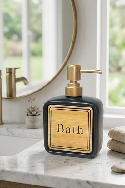 ALBETTO Porcelain Liquid Soap Dispenser 350ml Bath Black 48392