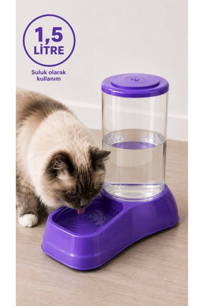 cdk 1,5 L Hazneli Kedi ve Köpek Mama ve Su Kabı
