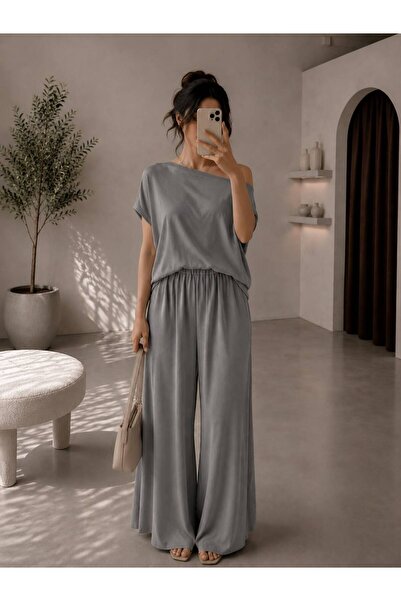 sumoda Women's Skirted Trousers and Blouse Set