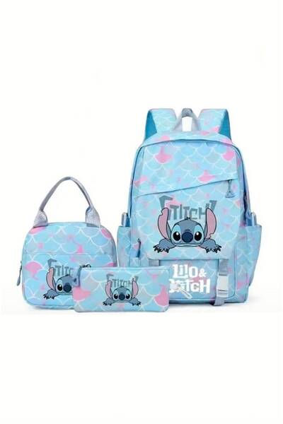 SHAMİRA İthal A kalite 3'lü stitch okul çantası beslenme çantası kalemlik
