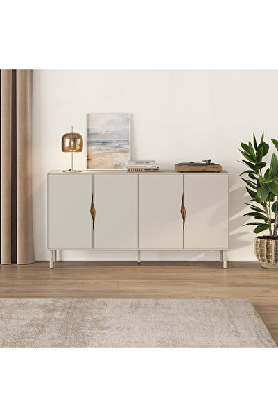 Mourah Home Marquise Modern Console - 150 x 40 x 78.5 CM- Beige/ Brown Oud - ...