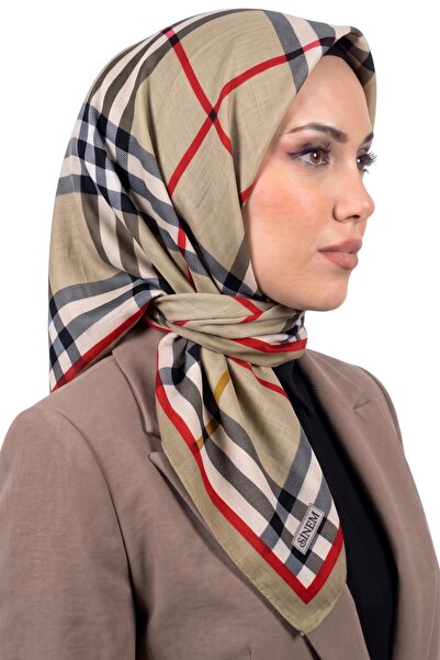 hadiora Women's Beige Red Plaid Patterned Cotton Stitched Writing Pad