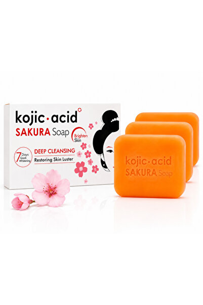 Lovisah Styles Sakura Kojic Acid Soap, 3 x Soap Bars, Deep Cleansing Face & B...