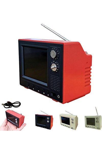 Choice Red Portable Retro TV Cartoon Player with 8G Memory Rechargeable Cute ...