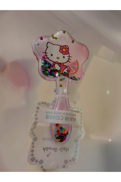 Takıcım_777 Kız Çocuk İçi Pullu Hello Kitty figürlü Tarak