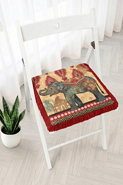 Realhomes Ethnic Elephant Figured and Patchwork Patterned Fringed Zippered Ch...