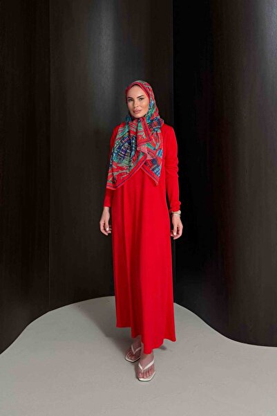 Melike Tatar فستان شيفون منقوش مع شال 32-2929