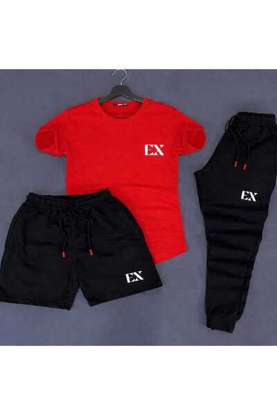 CLOTHES33 تي شيرت وشورت رياضي، طقم من 3 قطع، رقيق، صيفي، مقاوم للعرق، مطبوع، ...