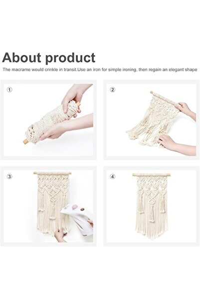 Mkono 2 Pcs Macrame Fabric Wall Hanging Boho Chic Bohemian Geometric Home Dec...
