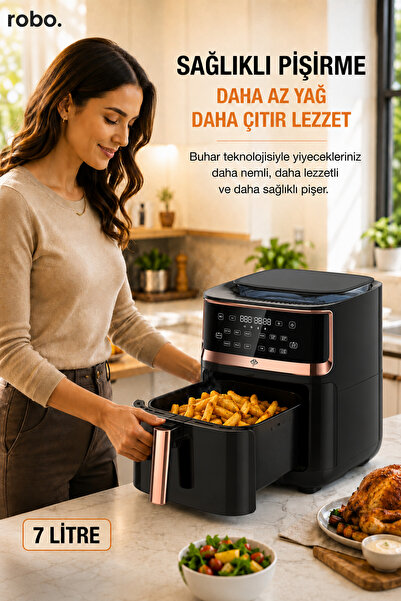 ROBO Trident T701 7 Litre XXL Buharlı Airfryer Siyah