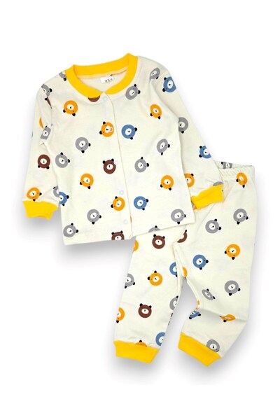 voyyo kids baby طقم بيجامة موسمي للأطفال الأولاد مطبوع عليه دب تيدي، مصنوع من...