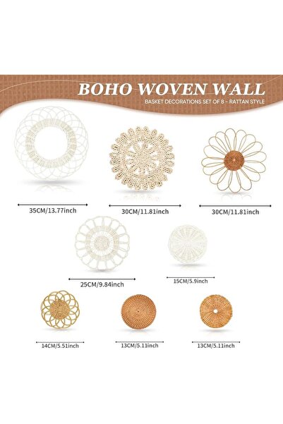locs Boho Wall Basket Decor Set of 6 - Hanging Woven Basket Wall Decor, Handc...