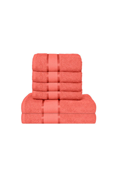 LOVE HOME'S Top Bottom Set of 6 bath towels, Cotton, Solid Color, 400g/m², 50...