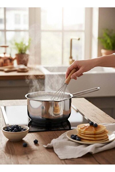 Easy Cooking وعاء حليب من الفولاذ المقاوم للصدأ 18 سم فضي 18/10 (صنع في تركيا)
