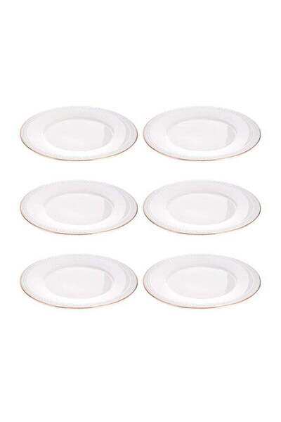 Reem 6-Piece Dinner Plates White/Gold 9.25inch