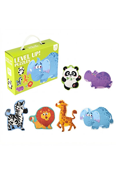 Louluna Set 5 puzzle-uri copii LouLuna, jucărie educativă, Animale, 21 piese,...