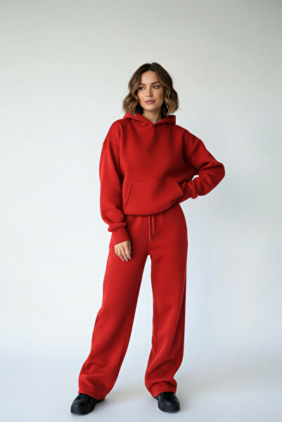 Runades Γυναικείο σετ φόρμας με τρία νήματα, ριγέ, oversized - Φούτερ με κουκ...