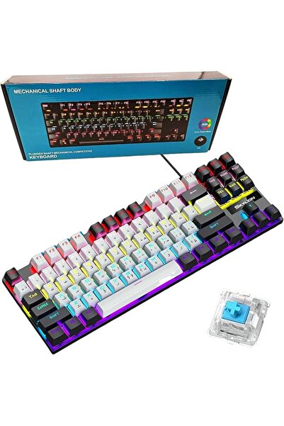 GENERAL DZAnnc Mechanical Gaming Keyboard, Cyan Switch 87 Keys Compact Biling...
