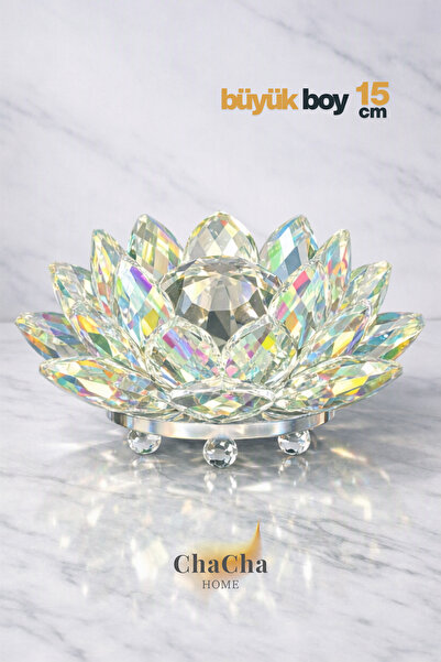 ChaCha Home Padma | Feng Shui Lüks Kristal Kesim Nilüfer Çiçeği -Lotus Dekora...
