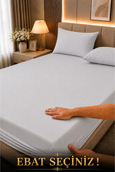 İsmail Gürel Cotton Elastic Bed Sheet Set with Pillows Solid Color (Select Size)