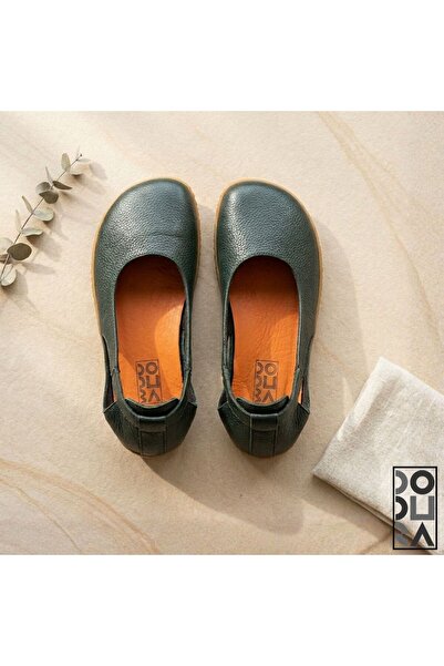 Dodura Barefoot Babet – Premium Deri (Koyu Yeşil - Krep) DDRBKYK01
