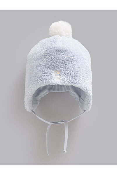 Caramell Winter Baby Hat with Pompom and Earflaps, Welsoft Lace-Up Hat