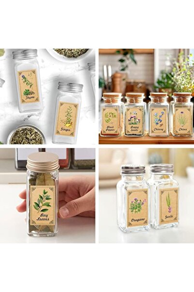 GENERAL 48PCS Herb and Spice Labels for Jars Bottles, Vintage Jars Stickers f...