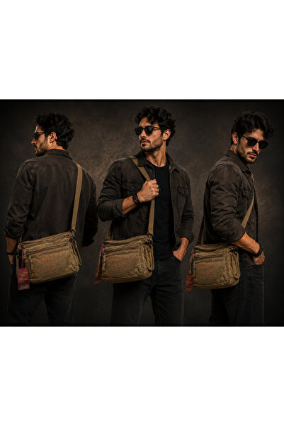 old cotton cargo Vintage Kanvas Postacı Çantası Unisex Çapraz Askılı Omuz Çan...