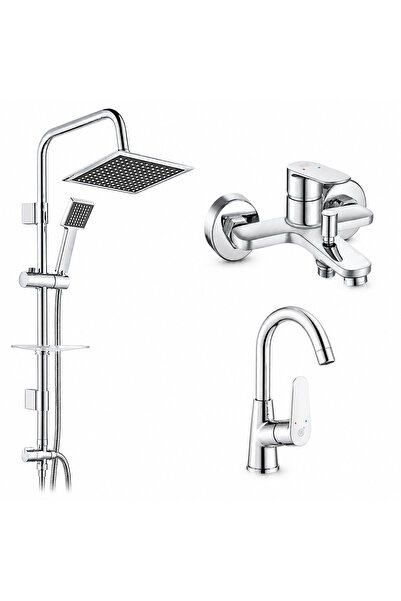 AR E.C.A Fast Bathroom + Swan Spout Sink Faucet + Tema 53260 Quadro Rain Prac...