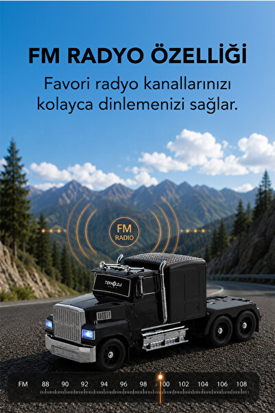 Teknoloji Gelsin Tır Tasarımlı Bluetooth Hoparlör 15W RGB Işıklı FM Radyo USB TF Kart Çoklu Bağlantı Vintage
