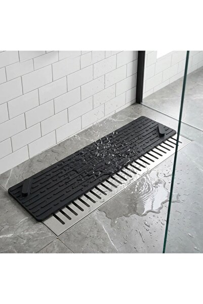 Marsilyan Black Long Drain Cover Silicone Mat – Anti-Odor and Pest-Repellent ...
