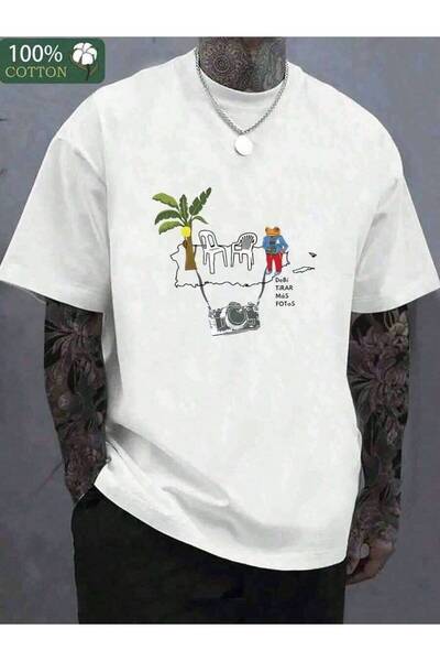 4CR 180G, Cotton T-Shirt, Puerto Rico Frog Camera Men'S Pattern Printed T-Shi...