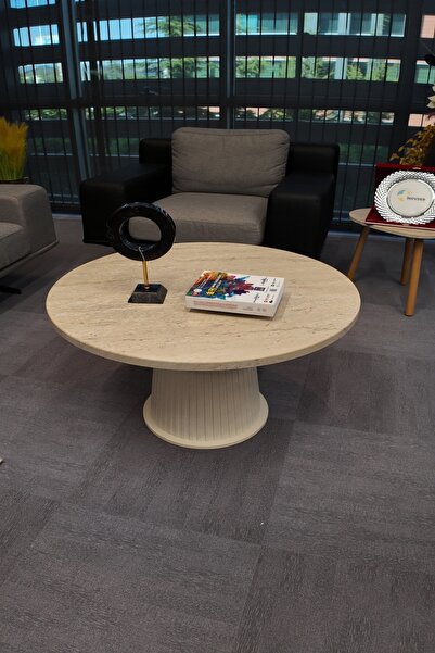 DECORAMİS Milano Orta Sehpa Traverten Komple Krem - 25mm MDF