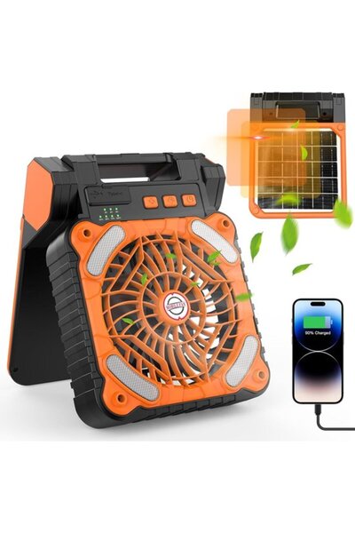 Morvena Picks Ventilator solar de camping cu lanternă LED, baterie reîncărcab...