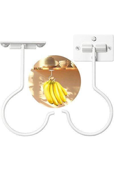 STARSTAR Two white metal hooks, foldable under-cabinet hooks, save kitchen sp...