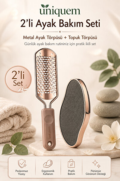 Uniquem 2'li Ayak Bakım Seti Metal Ayak Törpüsü ve Topuk Ponza Törpüsü Paslan...