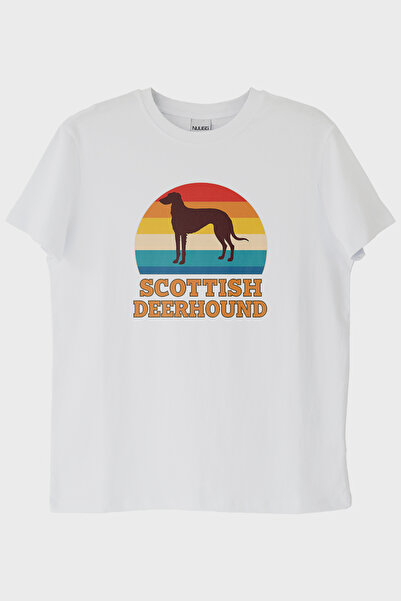 lofux Scottish Deerhound Printed Retro White T-Shirt