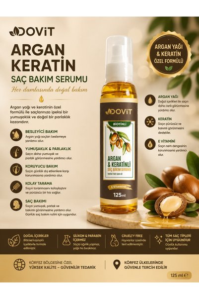 Dovit سيروم العناية بالشعر بالأرغان والكيراتين 125 مل × 3 قطع |   سيروم العناية المكثفة بالشعر يحتوي على زيت الأرغان والكيراتين وفيتامين E والبيوتين |   مناسب لجميع أنواع الشعر