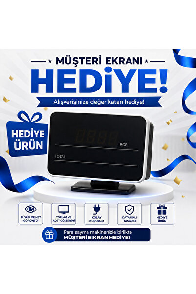 HESAPLI DEPOM AL-5300 Karışık TL Değer Sayan Para Sayma Makinesi | USD & Euro Adet Sayar | Müşteri Ekranı Hediyeli