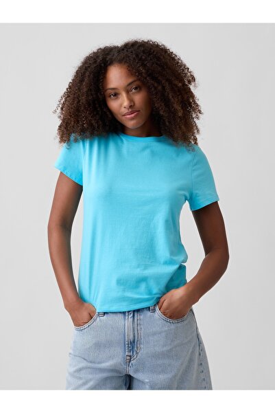 GAP Kadın Açık Mavi Favorite Bisiklet Yaka T-Shirt