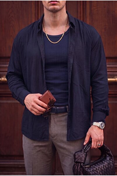 Teenage Millionaire Men's Navy Blue Colored Halter Neck Ribbed Lycra Undershirt