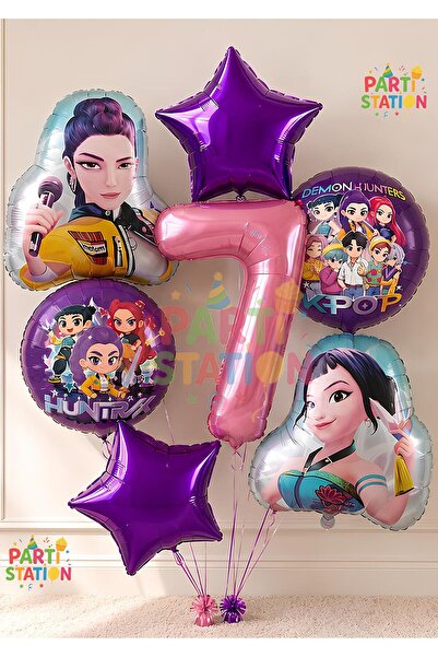 Parti Station K-Pop Balloon Set 7Th Birthday Balloon Set 7 Piece Demon Hunter...