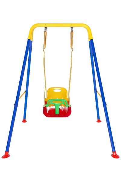 FUNZ 3-in-1 Toddler Swing Set with Frame Indoor & Outdoor Baby Swing with Fol...
