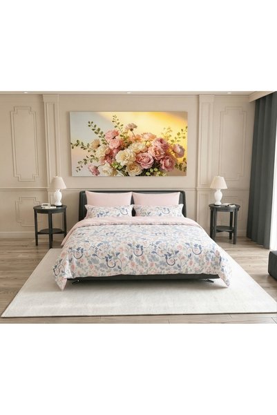 Kunzita Home مفرش ريلاس مزخرف نفر ونص 6 قطع فاخر – لحاف 190×240 سم – لون زهري