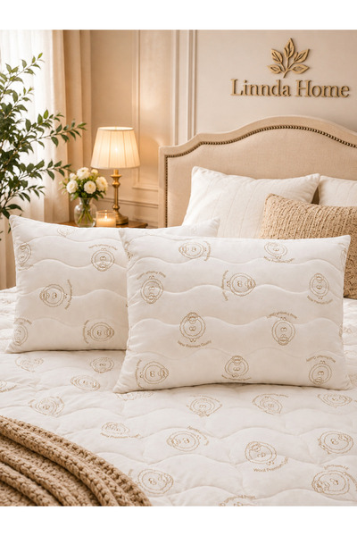 Linnda Home Double Natural Sleeping Comfort 2-Piece Merino Beaded Wool Pillow...