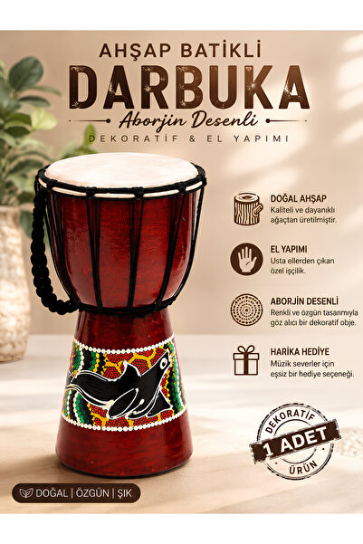 Wolawood Ahşap Batikli Dekoratif Darbuka Aborjin Desenli El Yapımı Hediyelik ...