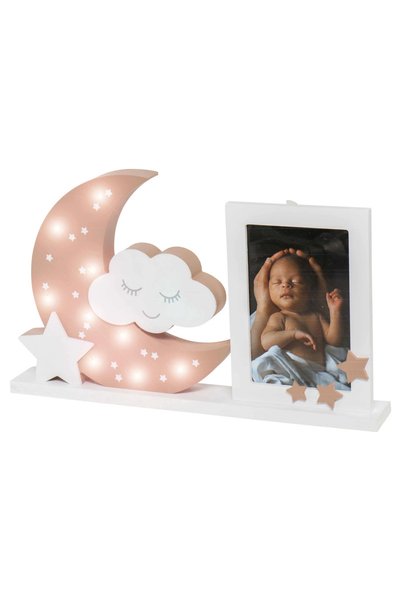 DOOKY Ramă foto cu lampă LED Trandafir la lumina lunii