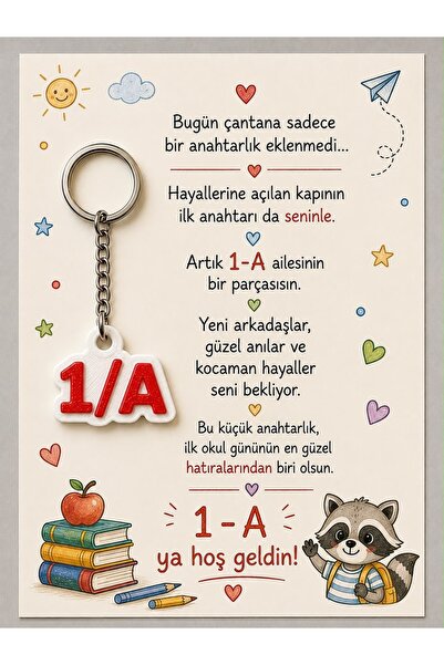 10 Adet Sınıf Anahtarlığı ve Hoş Geldin Kartı | Okula İlk Gün Hediyesi | Öğrenci Karşılama Hatırası | Öğretmen Hediyelik