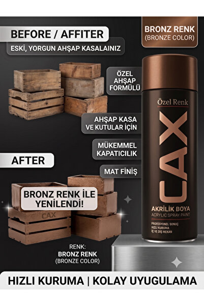 caxcolors CAX Akrilik Sprey Boya Krom Rengi 400ml - Ahşap Kasa ve Kutular İçi...